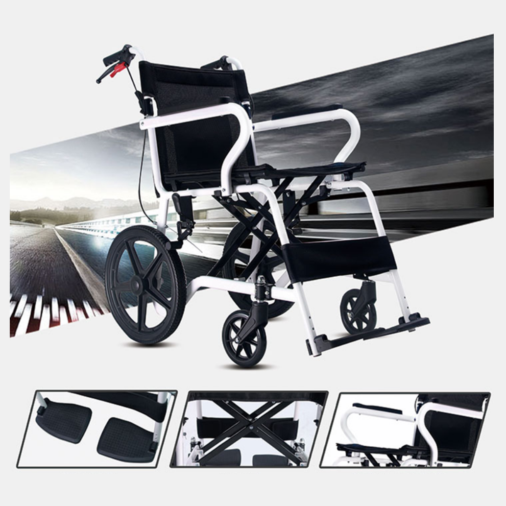 Aluminium Frame Fixed Armrest and Legrest with breaks and foldable back seat