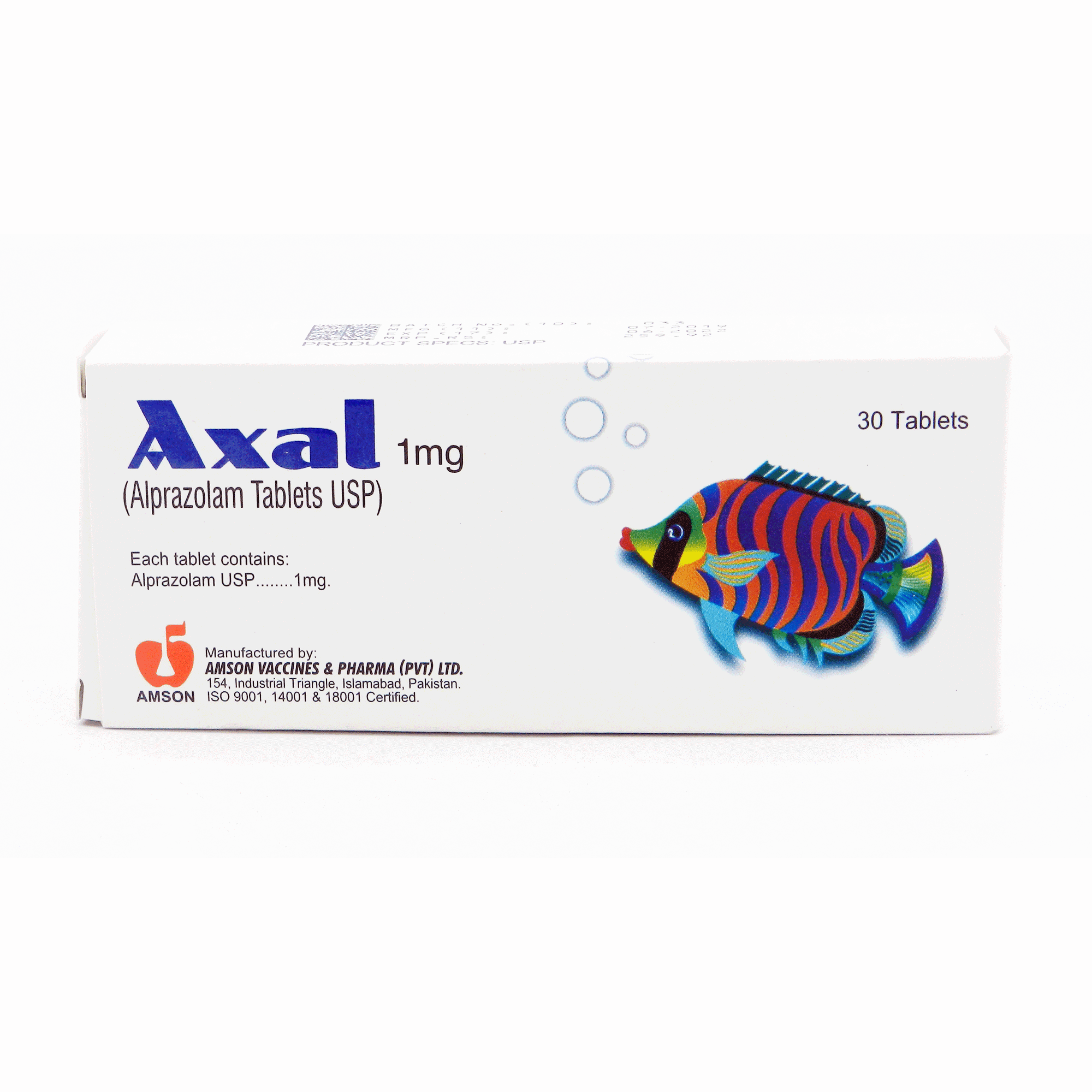 Axal tablet 1 mg 3×10’s(Alprazolam)