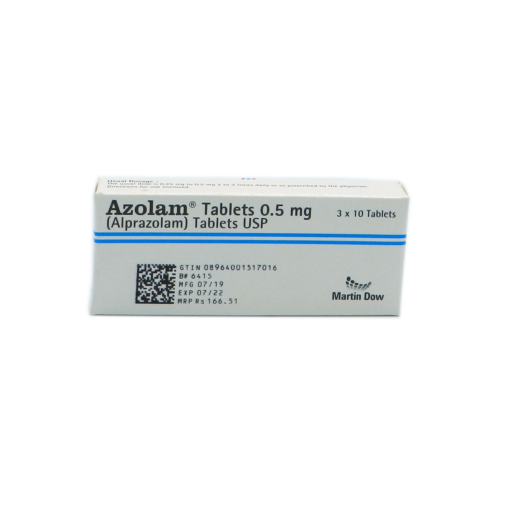 Azolam tablet 0.5 mg 3×10’s(Alprazolam)
