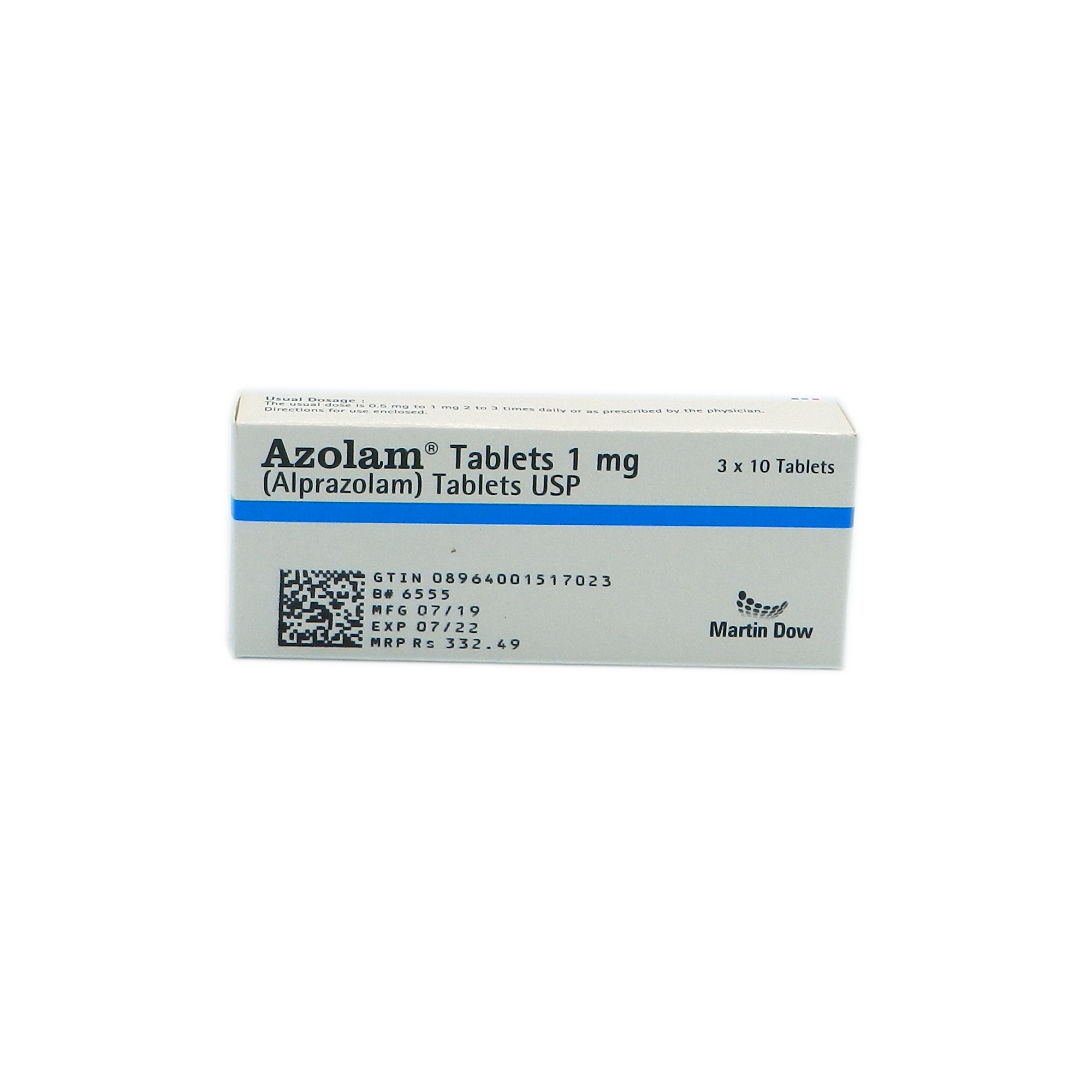 Azolam tablet 1 mg 3×10’s(Alprazolam)