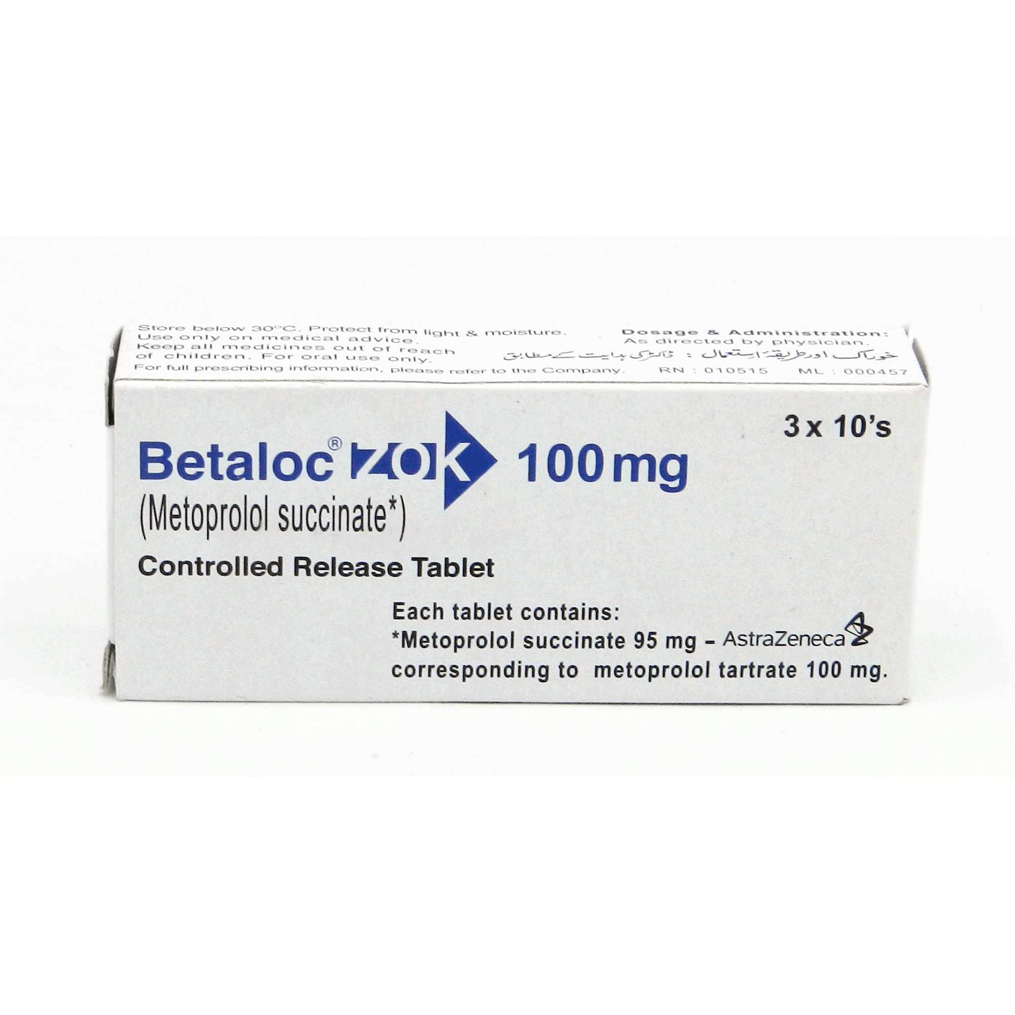 Betaloc ZOK tablet 100 mg 3×10’s