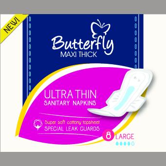 Butterfly Maxi Thick L 8 Pcs -Ultra Thin