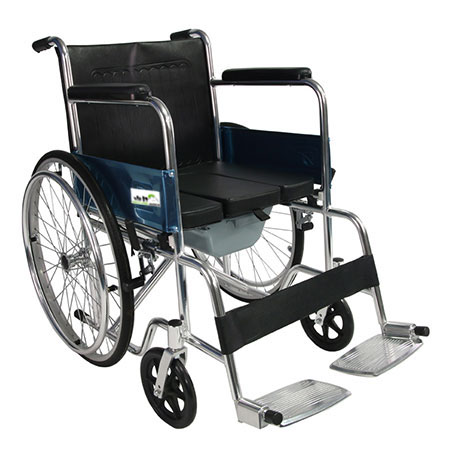 Chrome plated Steel Frame with Fixed Armrest and Legrest With cut seat