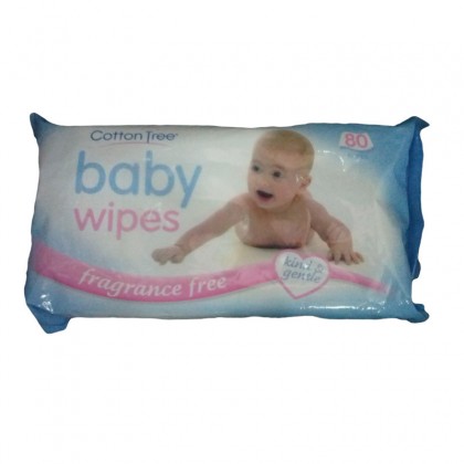 Cotton Tree Baby Wipes Fragrance Free 80Pcs