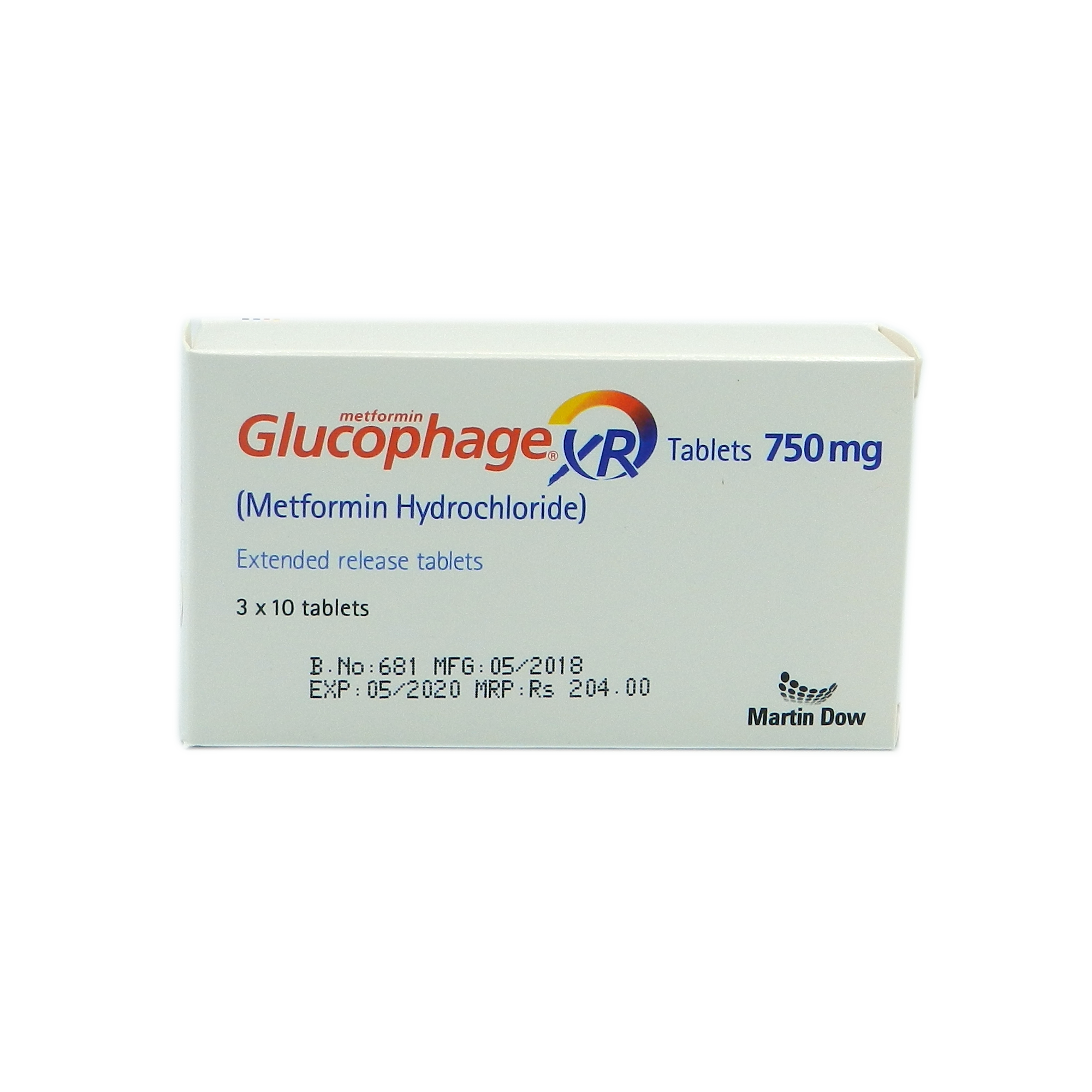 Glucophage XR tablet 750 mg 3×10’s