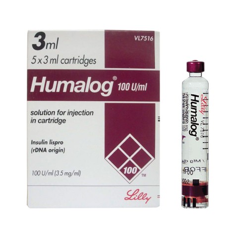 Humalog Lispro Injection 100 IU 5 Cartridgesx3 mL