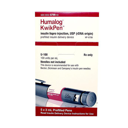 Humalog Lispro Injection KwikPen 100 IU 5 Pre filled Syringex3 mL