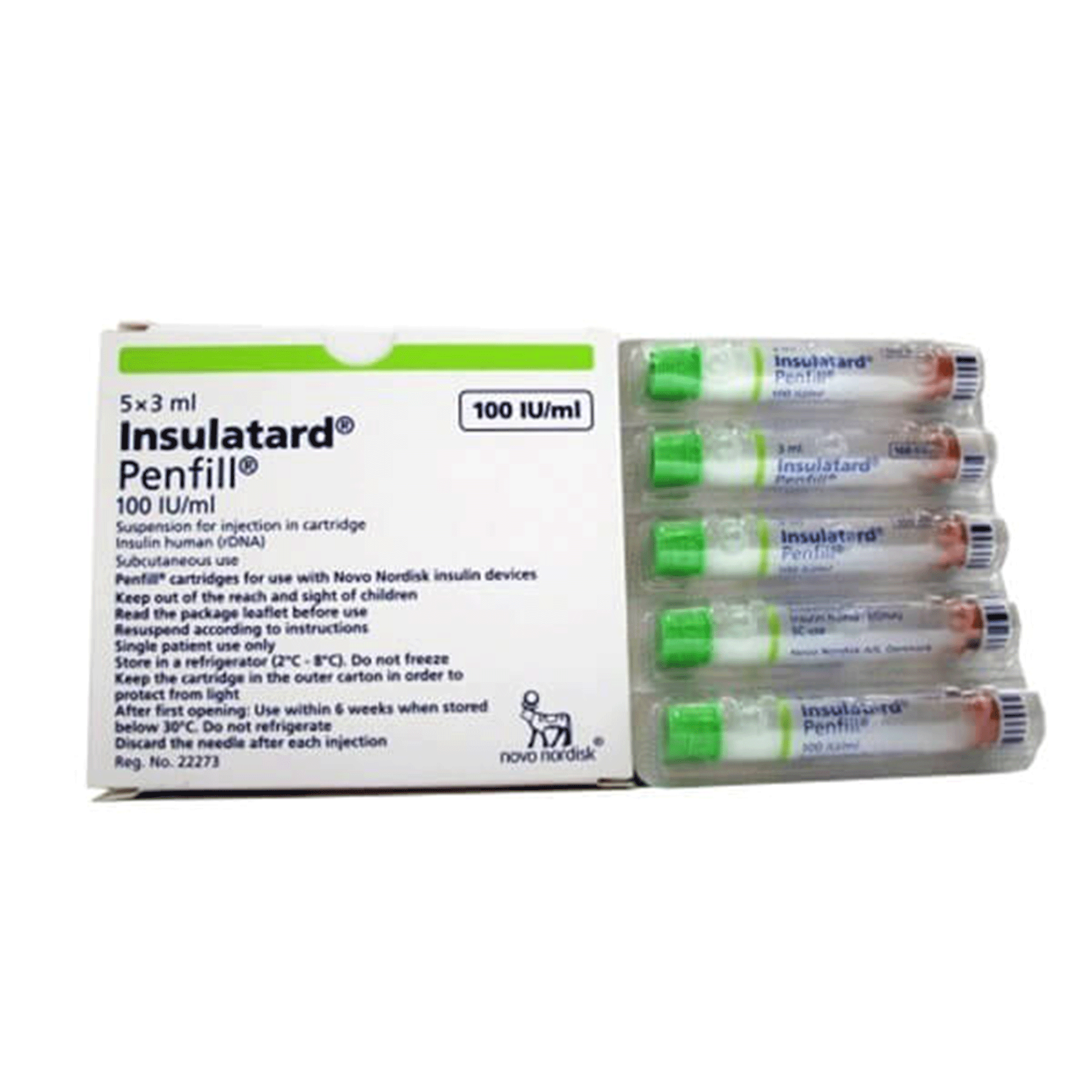 Insulatard HM Penfill Injection 100 IU 5 Cartridgesx3 mL