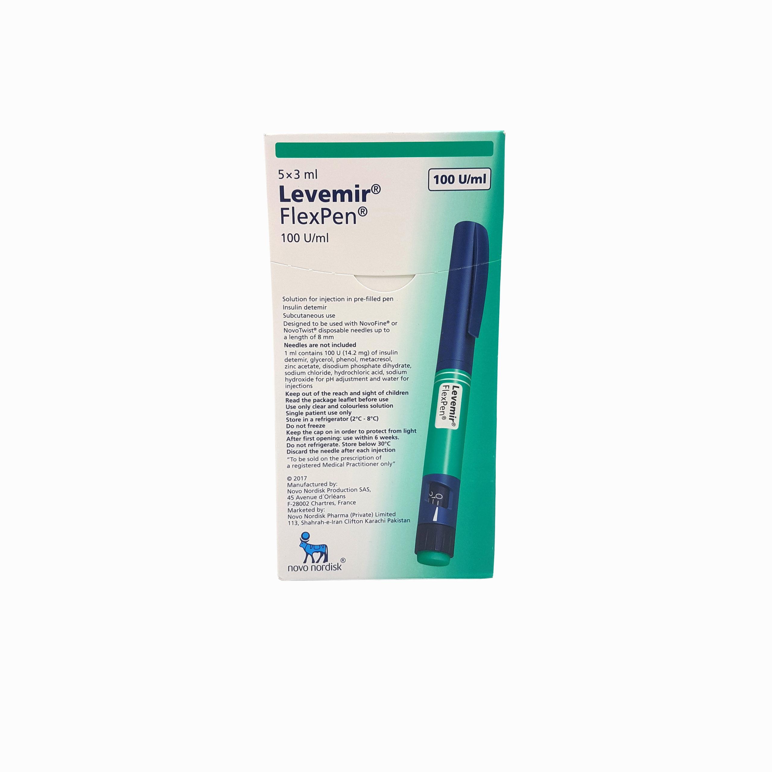 Levemir Flexpen Injection 100 IU 5 Pre filled Penx3 mL