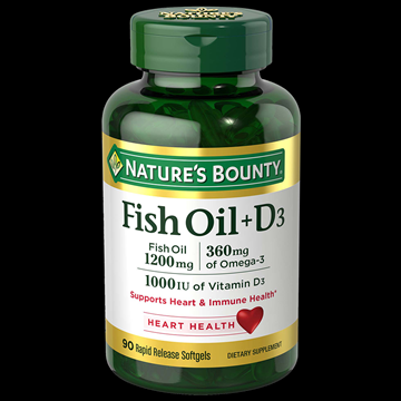 Nature’s Bounty Fish Oil + Vitamin D3 1,200 mg , 90 Rapid Release Softgels