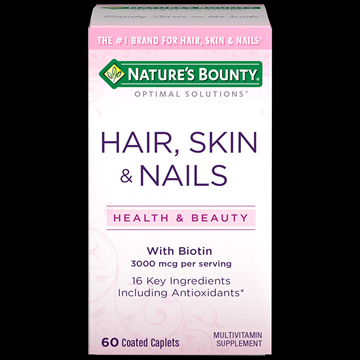 Nature’s Bounty Hair, Skin & Nails 3,000 mcg of Biotin , 60 Coated Caplets