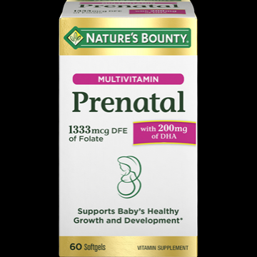 Nature’s Bounty Prenatal Multivitamin 1333 mcg DFE of Folate 200 mg of DHA , 60 Softgels
