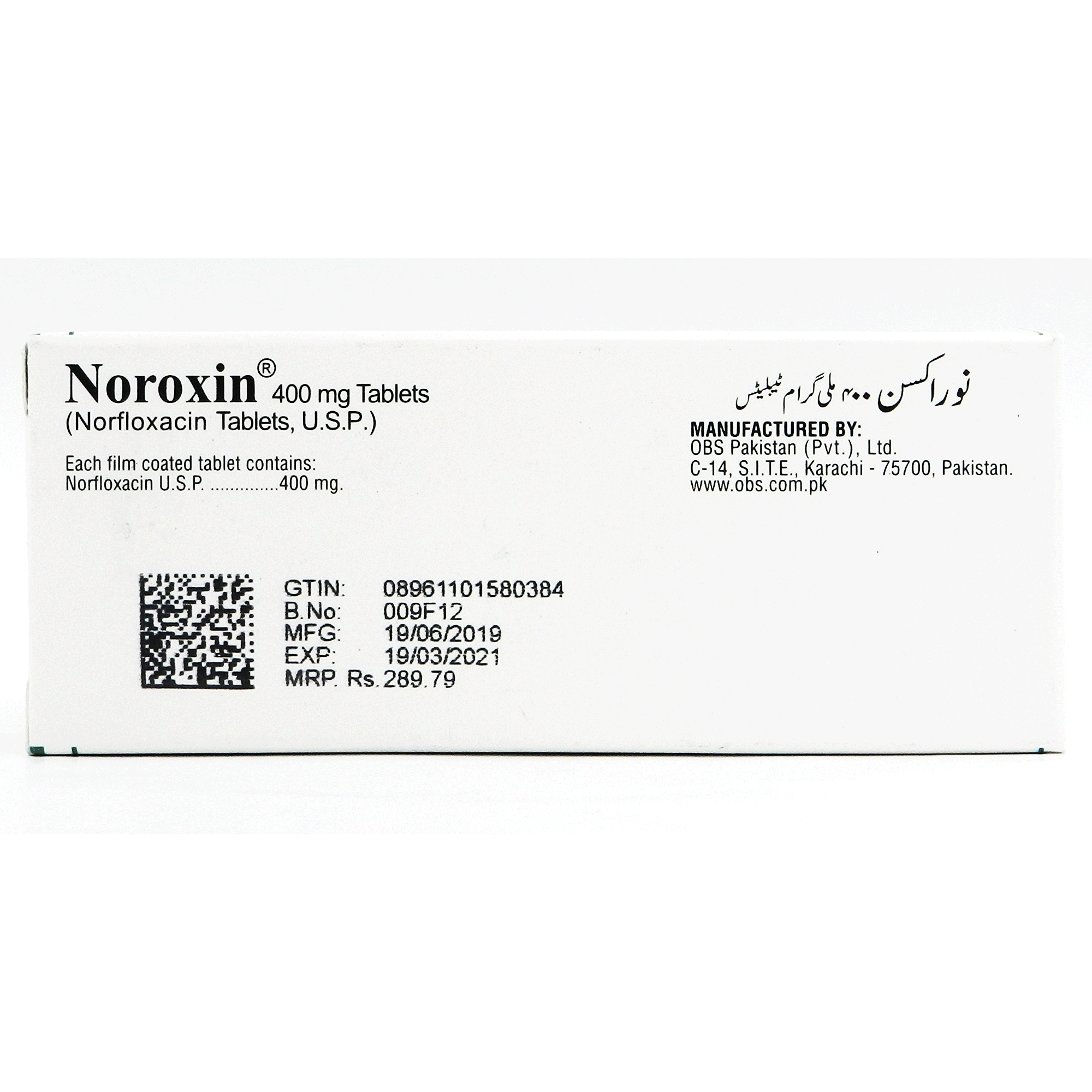 Noroxin tablet 400 mg 14’s