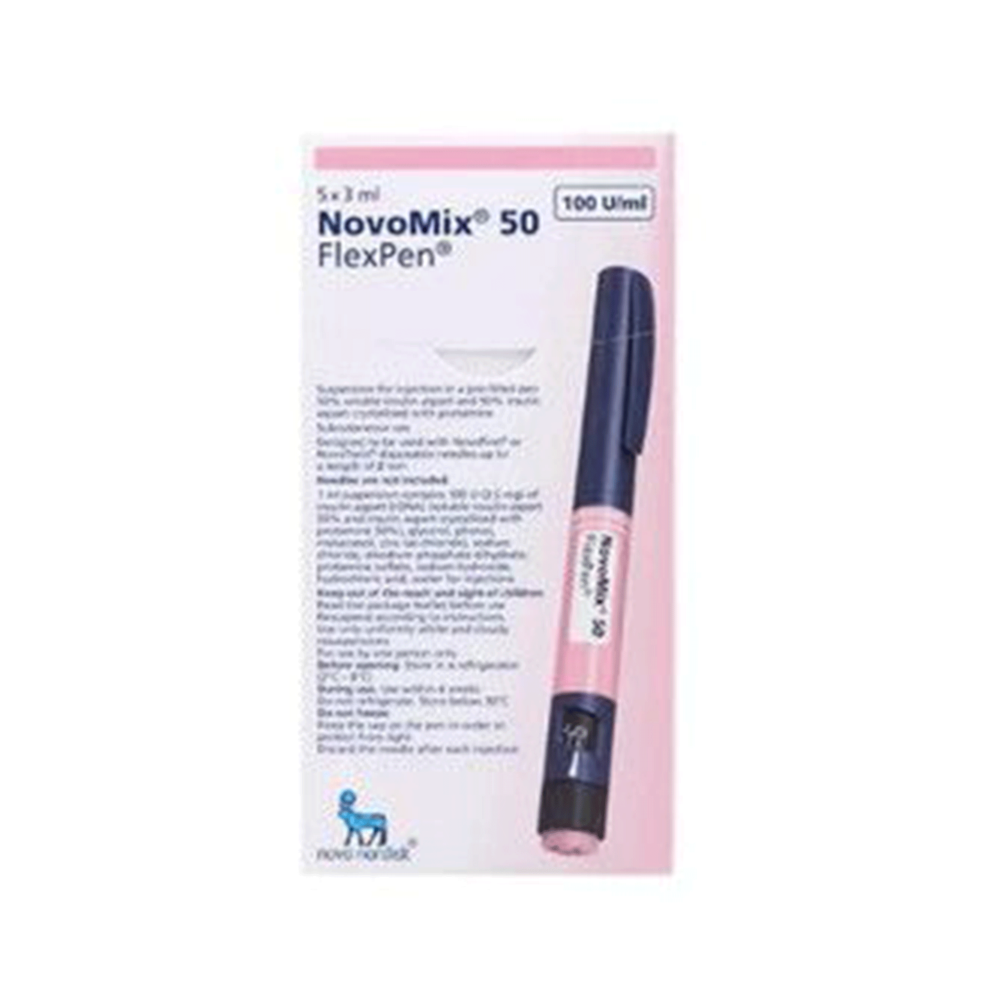NovoMix 50 Flexpen Injection 100 IU 5 Pre filled Penx3 mL