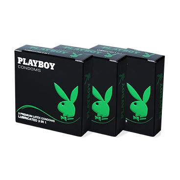 PLAY BOY 3’s 3 IN 1 CONDOMS (GREEN)