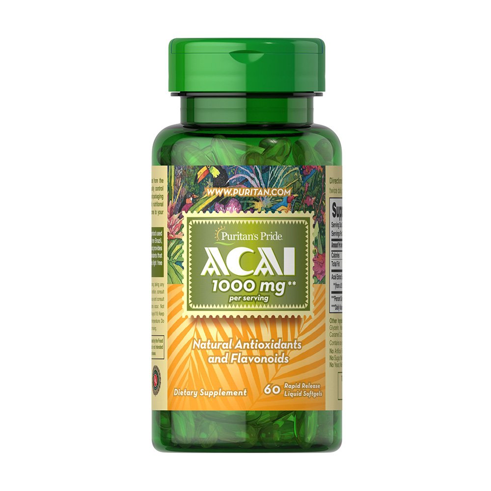 Puritans Pride Acai 1000mg, 60 softgels