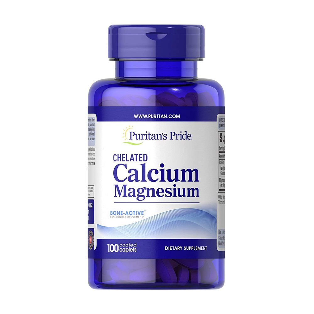 Puritans Pride Chelated Calcium Magnesium Bone Active 100 Caplets