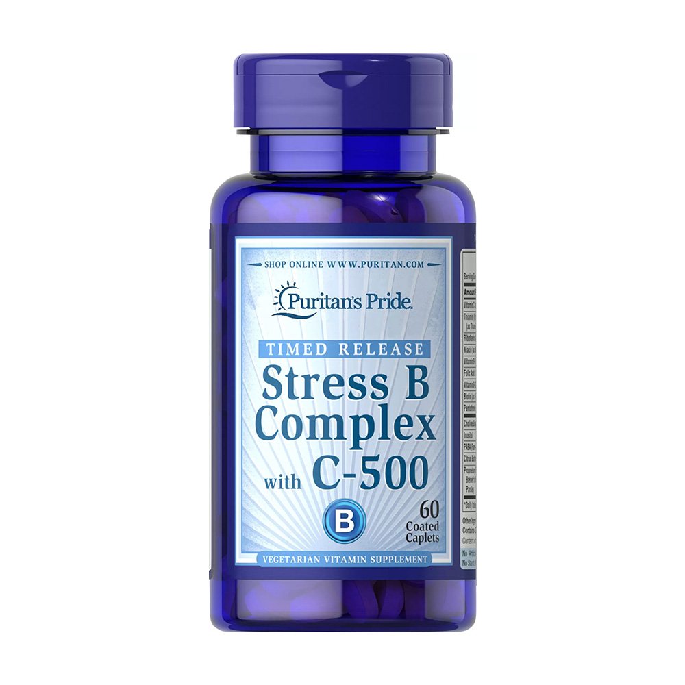 Puritans Pride Stress Vitamin B-Complex with Vitamin C-500 60 Caplets