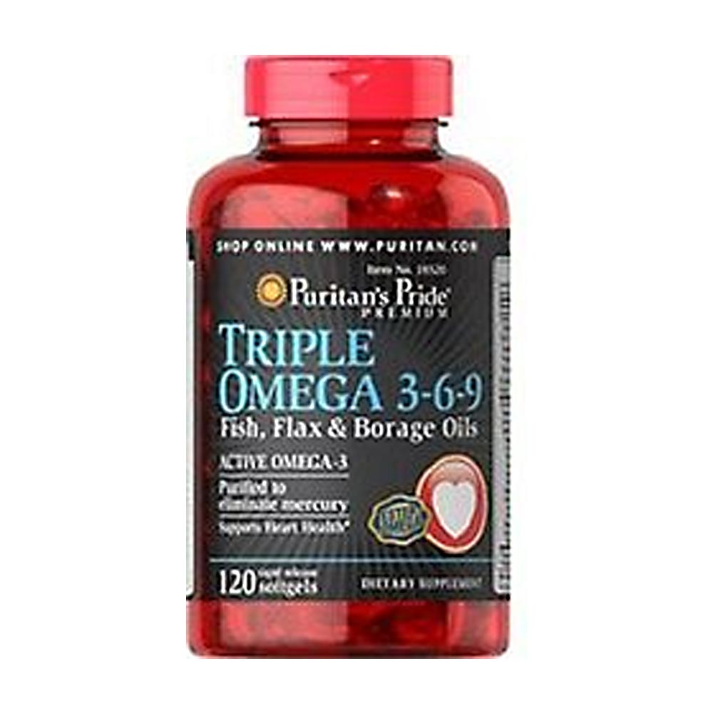 puritan’s pride triple omega 3-6-9 fish flax and borage oils 120 tablet
