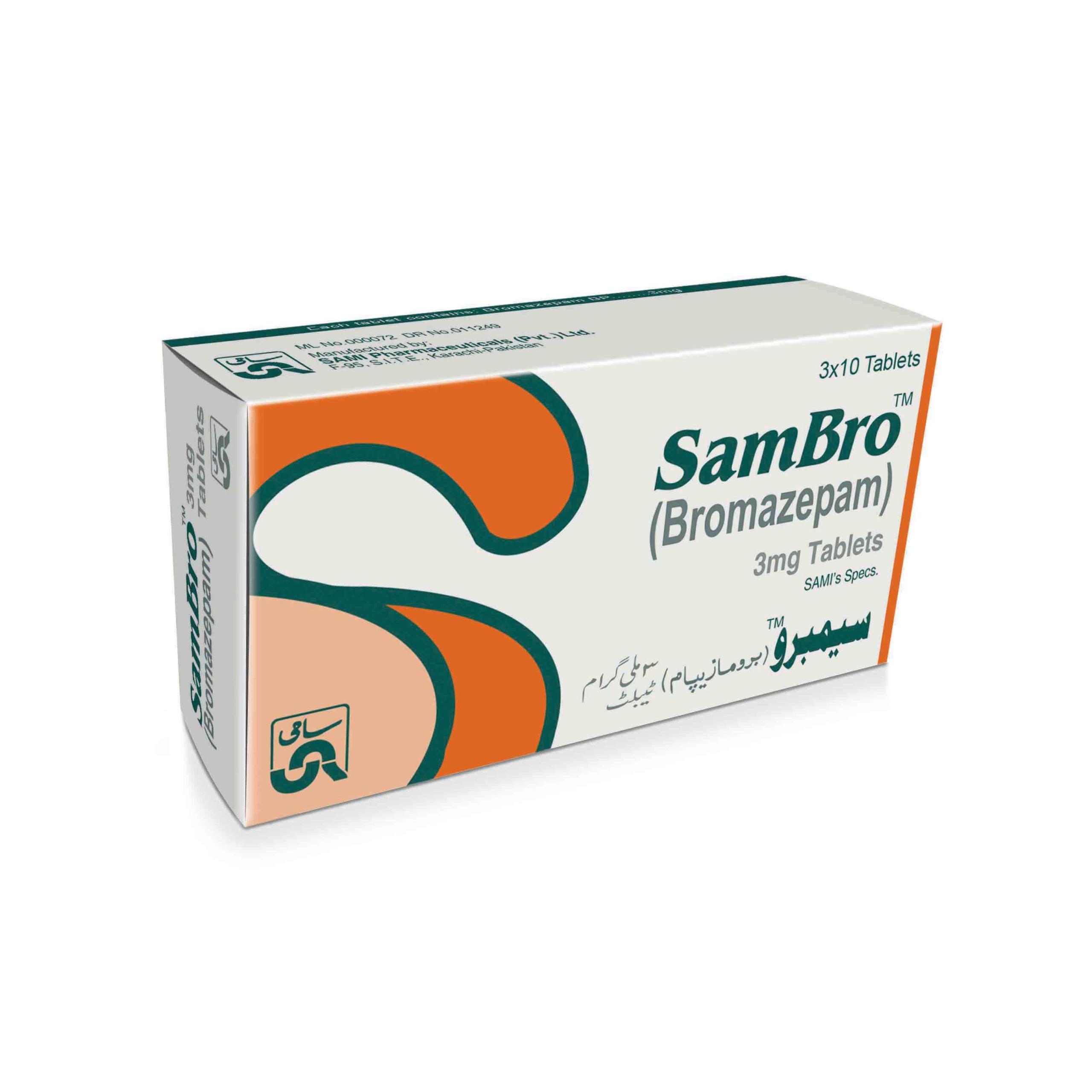 Sambro tablet 3 mg 3×10’s(Bromazepam)