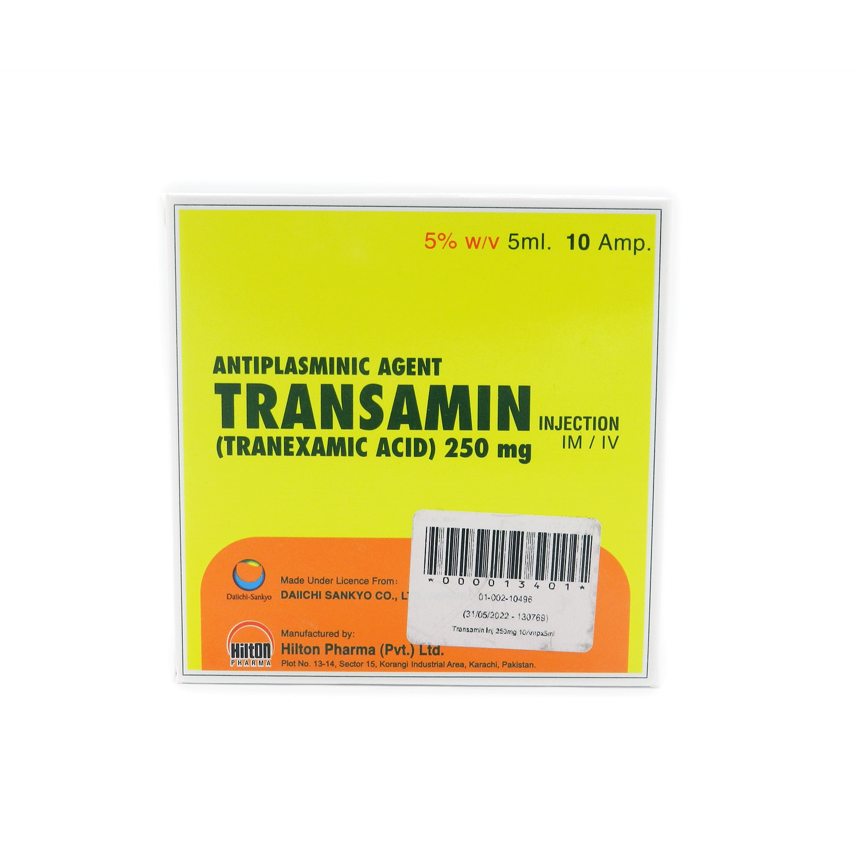 Transamin Injection 250 mg 10 Ampx5 mL
