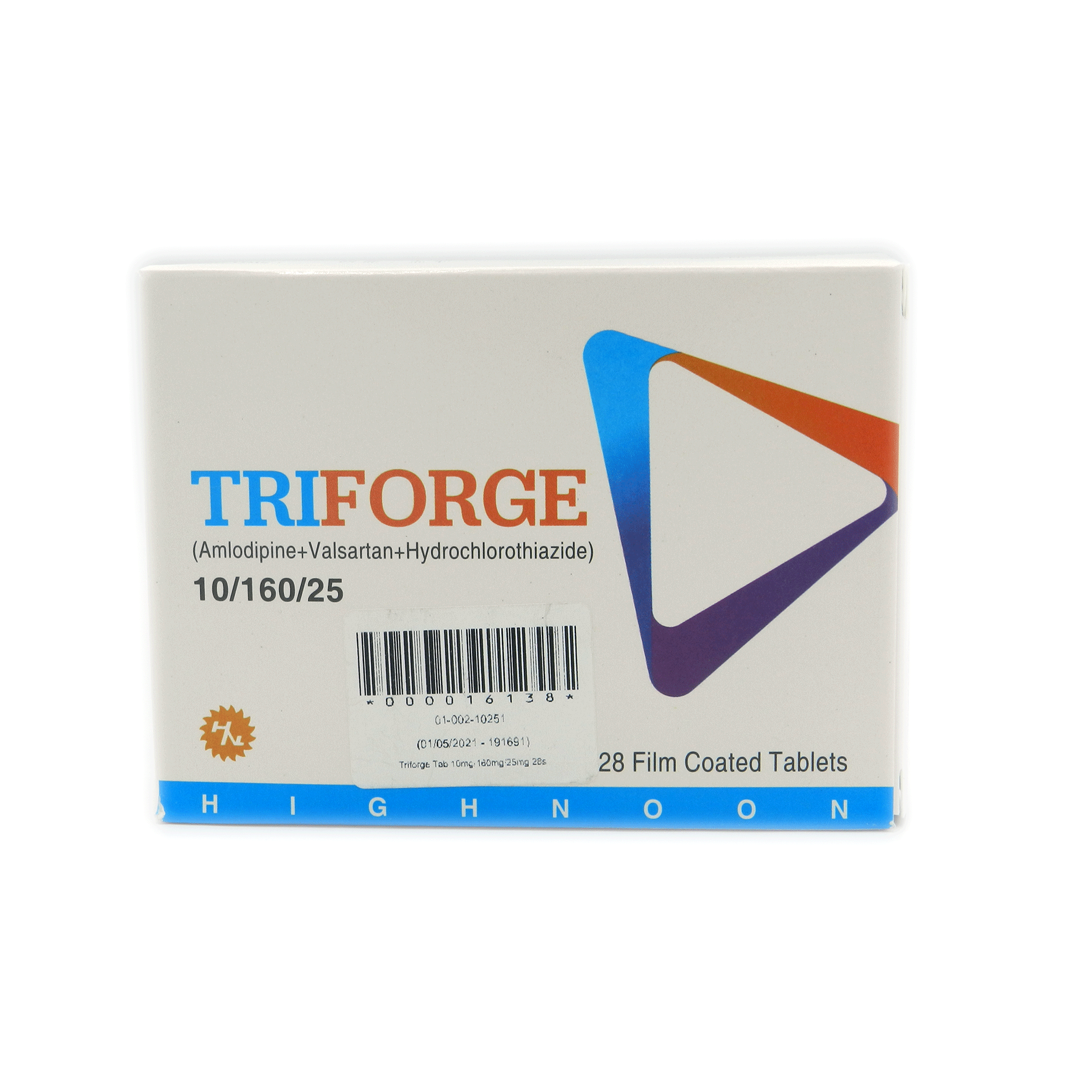 Triforge tablet 10/160/25 mg 28’s